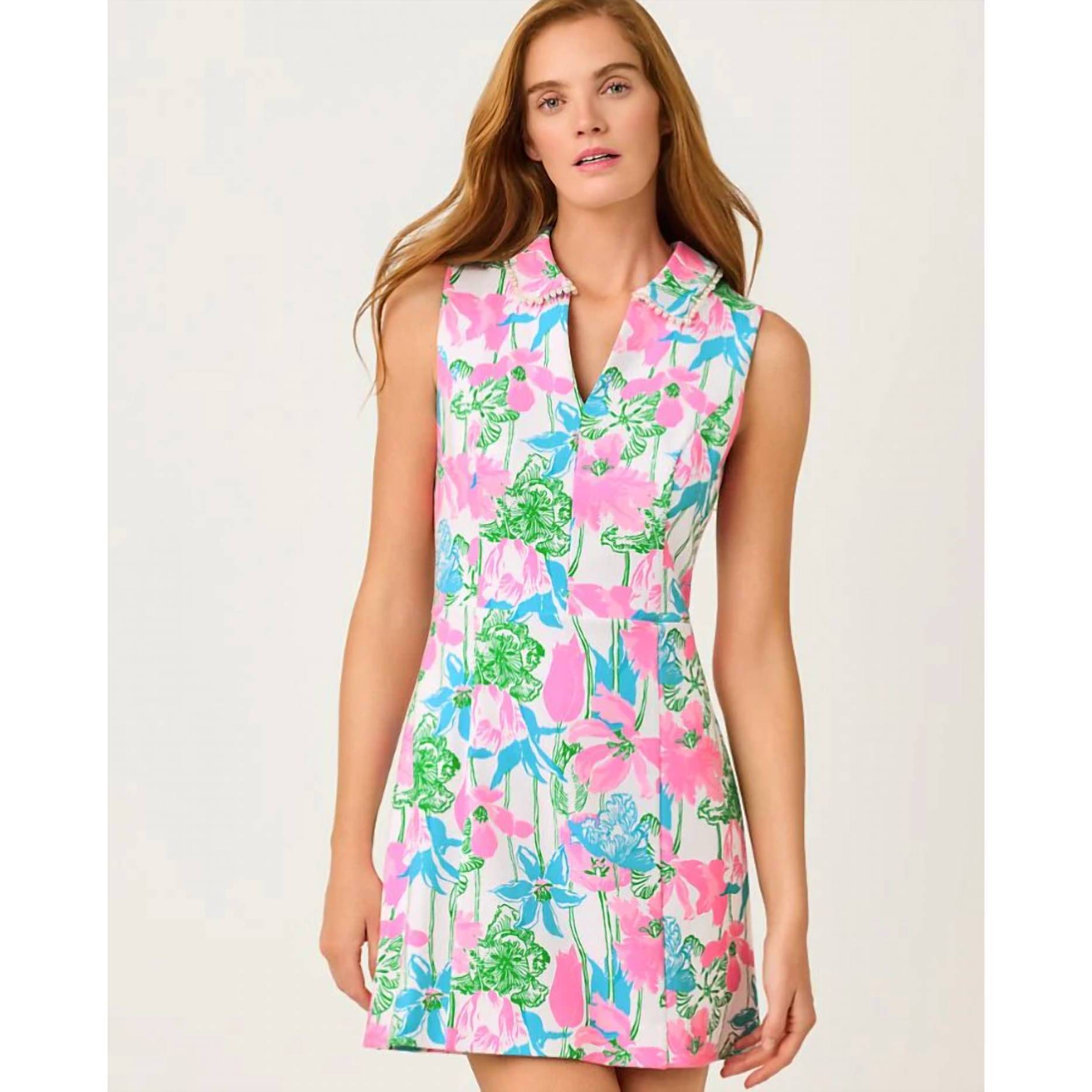 New Lilly Pulitzer Twila Skirted Romper In Resort White/Vineyliney